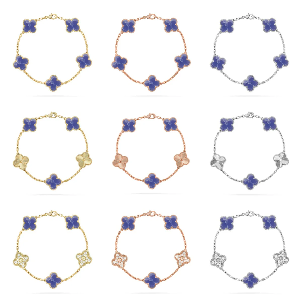 [LumiVibe]CLOVER 5 MOTIF BLUE VEINS BRACELET COLLECTION