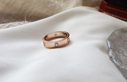 [LumiVibe]LOVE RING 5.5MM 6 DIAMONDS PINK GOLD