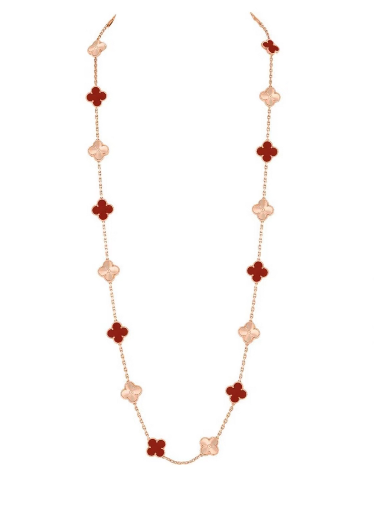 [LumiVibe]CLOVER 20 MOTIFS LASER CARNELIAN NECKLACE