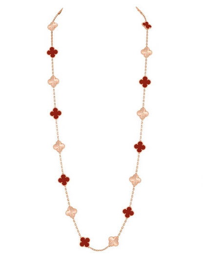 [LumiVibe]CLOVER 20 MOTIFS LASER CARNELIAN NECKLACE