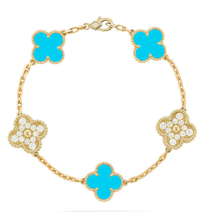 [LumiVibe] CLOVER 5 MOTIF TURQUOISE BRACELET COLLECTION