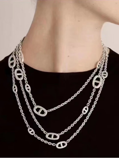 [LumiVibe]Classic Silver Sweater Chain