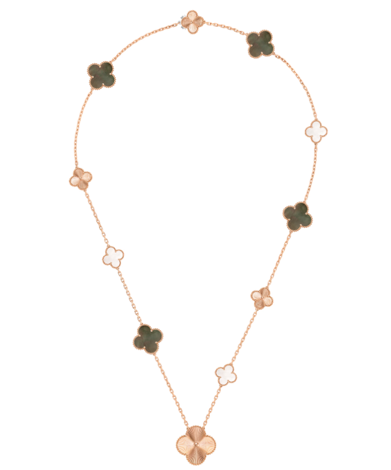 [LumiVibe]DETACHABLE CLOVER 15(11+4) FLOWER SILVER NECKLACE SET