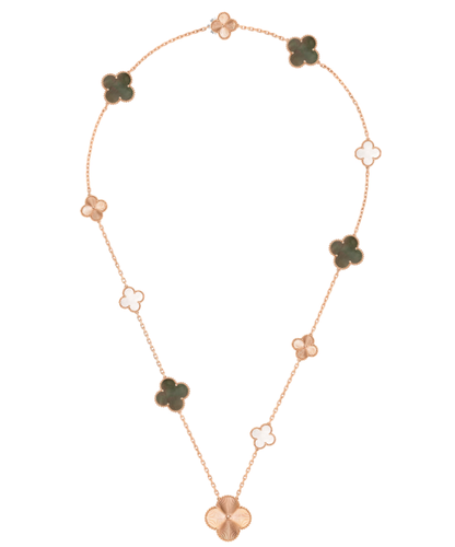 [LumiVibe]DETACHABLE CLOVER 15(11+4) FLOWER SILVER NECKLACE SET