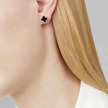 [LumiVibe]CLOVER MINI 9.5MM BLACK MOP EARRINGS