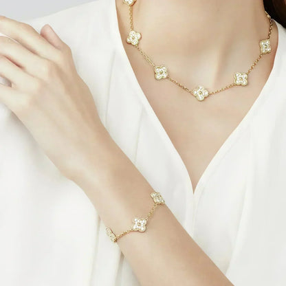 [LumiVibe] CLOVER 5 MOTIF FULL DIAMOND BRACELET COLLECTION