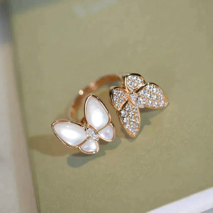 [LumiVibe]TWIN BUTTERFLY DIAMOND MOP RING