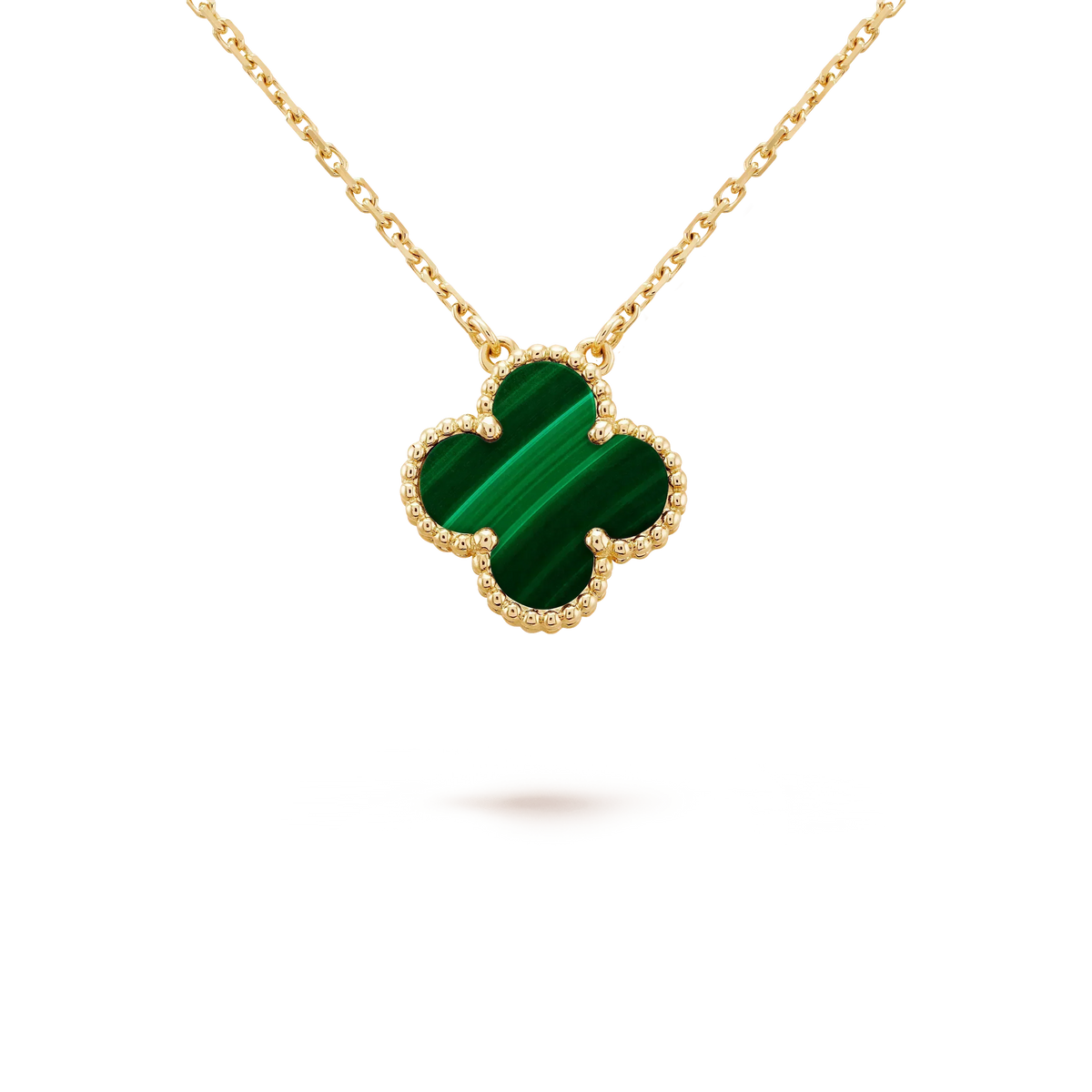 [LumiVibe]CLOVER 15MM MALACHITE SINGLE FLOWER  NECKLACE