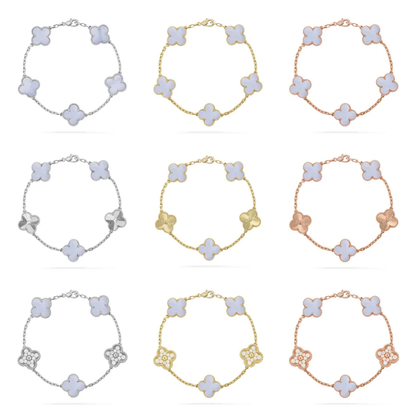 [LumiVibe] CLOVER 5 MOTIF PURPLE CHALCEDONY BRACELET COLLECTION