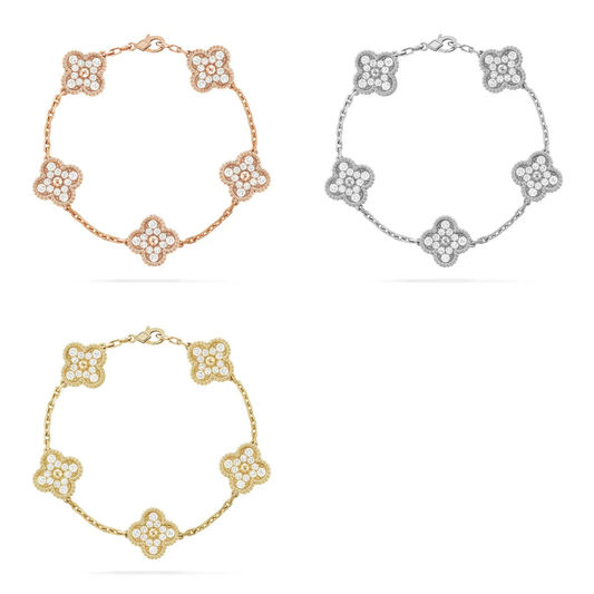 [LumiVibe] CLOVER 5 MOTIF FULL DIAMOND BRACELET COLLECTION