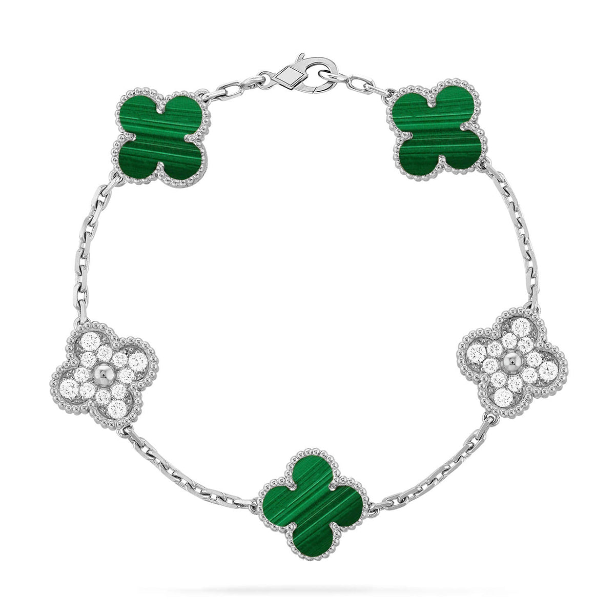 [LumiVibe] CLOVER 5 MOTIF MALACHITE BRACELET COLLECTION