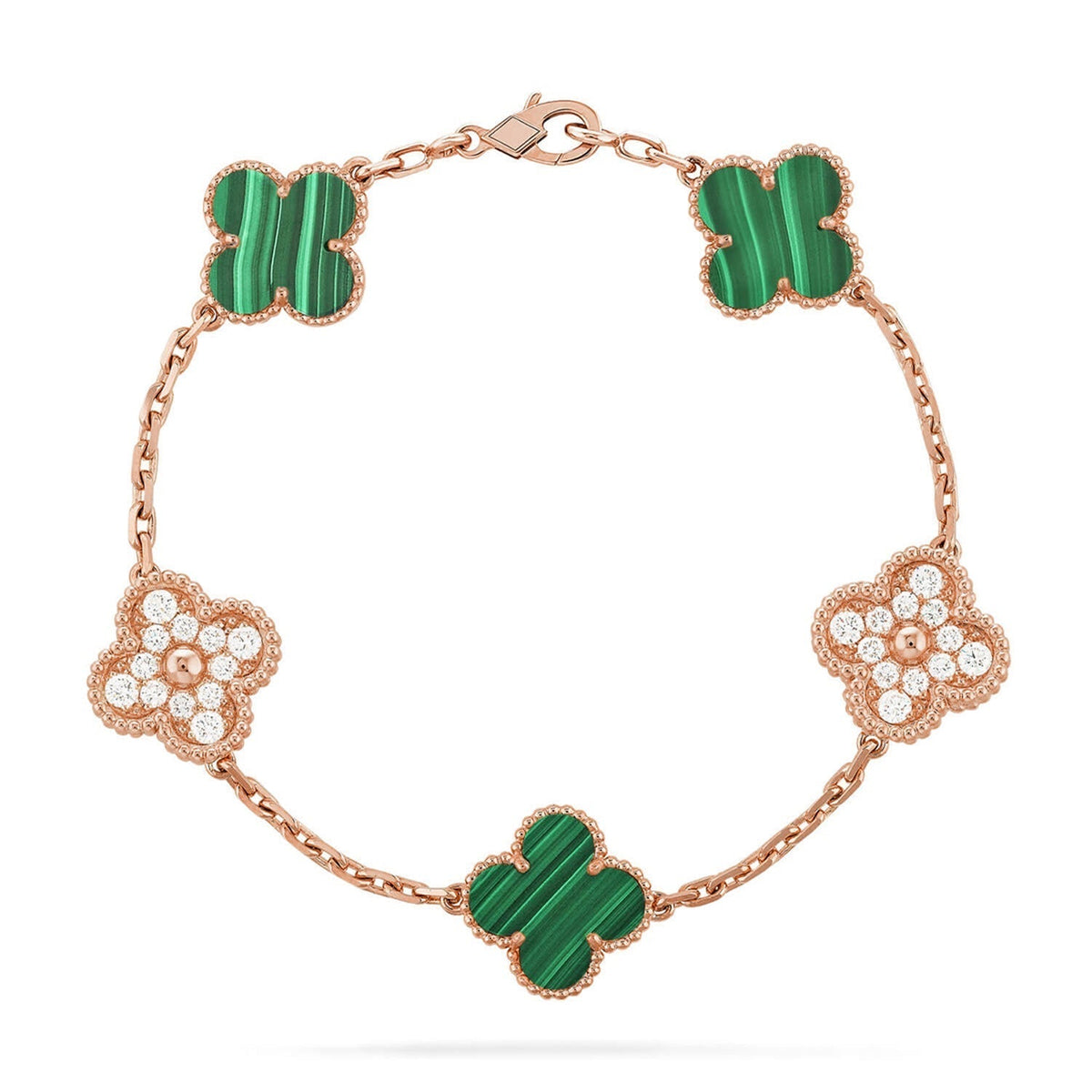 [LumiVibe] CLOVER 5 MOTIF MALACHITE BRACELET COLLECTION