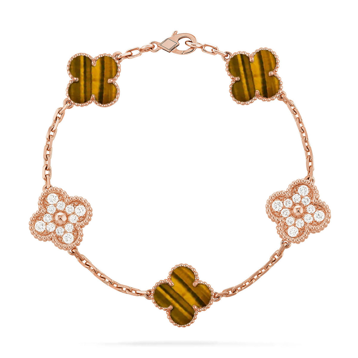 [LumiVibe] CLOVER 5 MOTIFS TIGER EYE BRACELET COLLECTION
