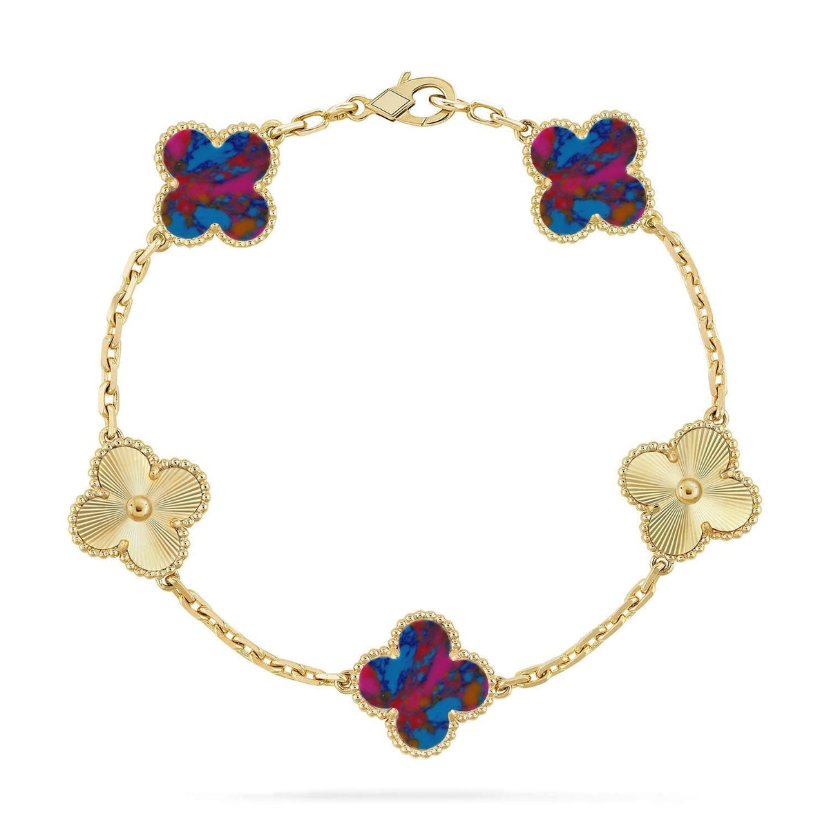 [LumiVibe]CLOVER 5 MOTIF COLOR GEMSTONES BRACELET COLLECTION