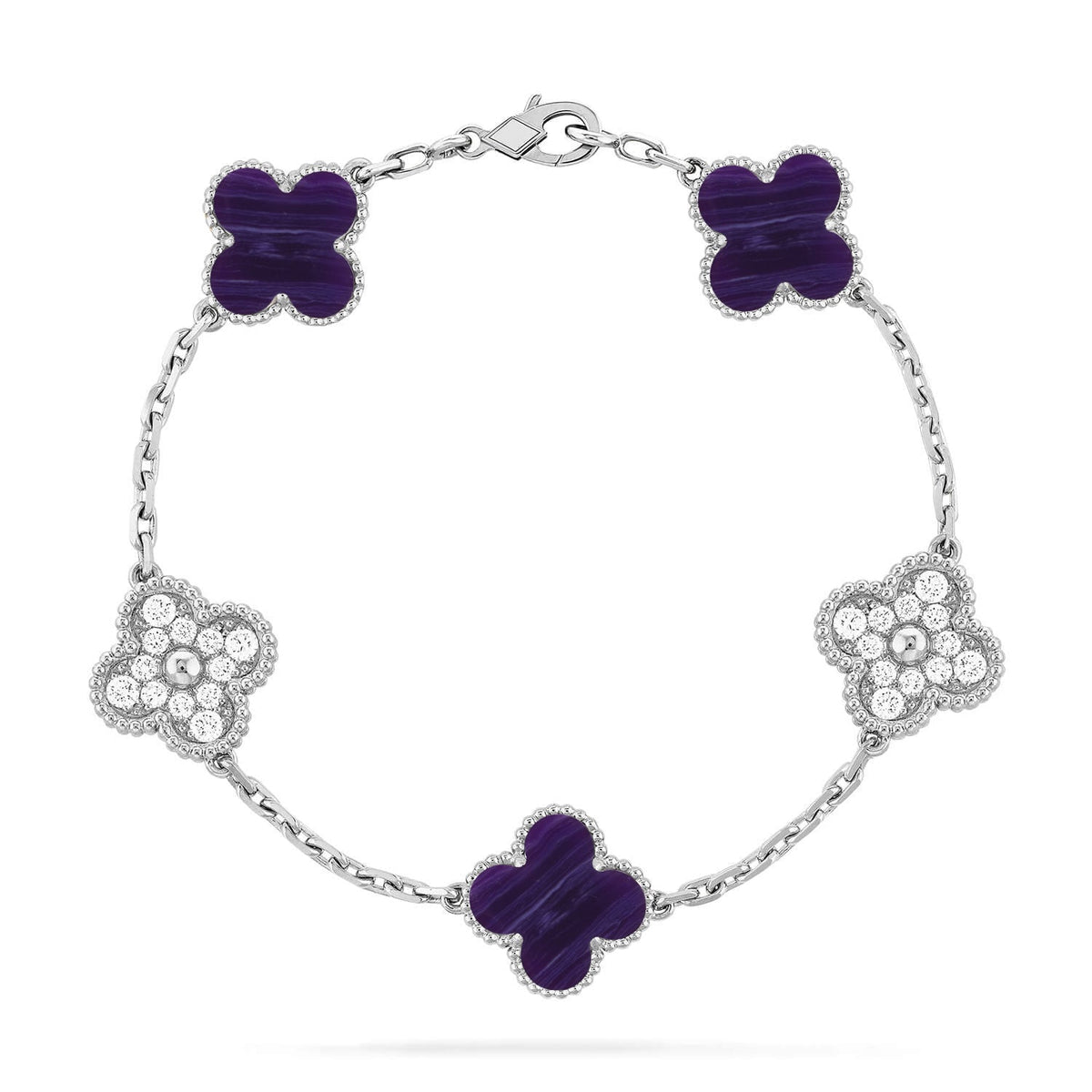 [LumiVibe]CLOVER 5 MOTIF PURPLE STRIPES BRACELET COLLECTION