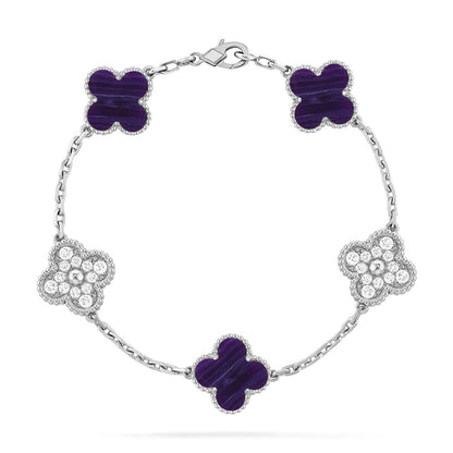 [LumiVibe]CLOVER 5 MOTIF PURPLE STRIPES BRACELET COLLECTION