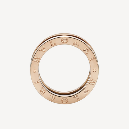 [LumiVibe]ZERO 1 TWO-BAND LOOPS AND BLACK CERAMIC PINK GOLD RING