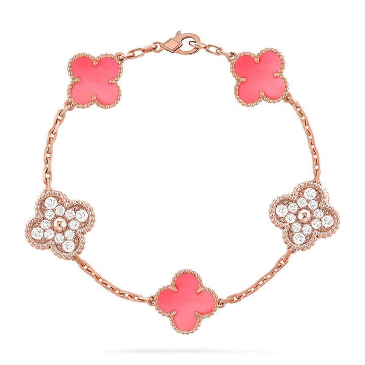 [LumiVibe] CLOVER 5 MOTIFS  PINK MOP BRACELET COLLECTION
