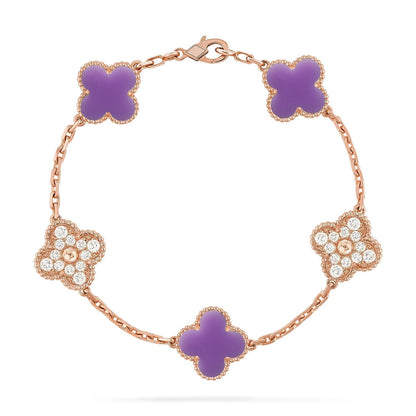 [LumiVibe]CLOVER 5 MOTIF LIGHT PURPLE BRACELET COLLECTION