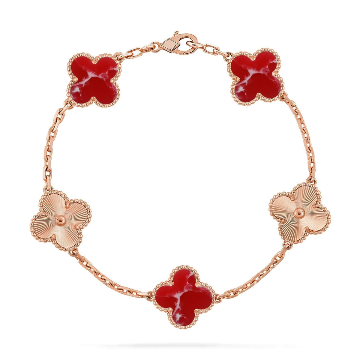[LumiVibe]CLOVER 5 MOTIF RED PATTERN BRACELET COLLECTION