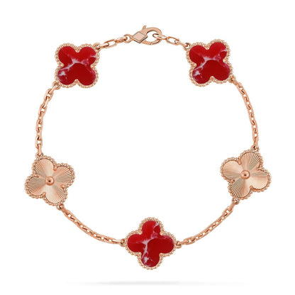 [LumiVibe]CLOVER 5 MOTIF RED PATTERN BRACELET COLLECTION