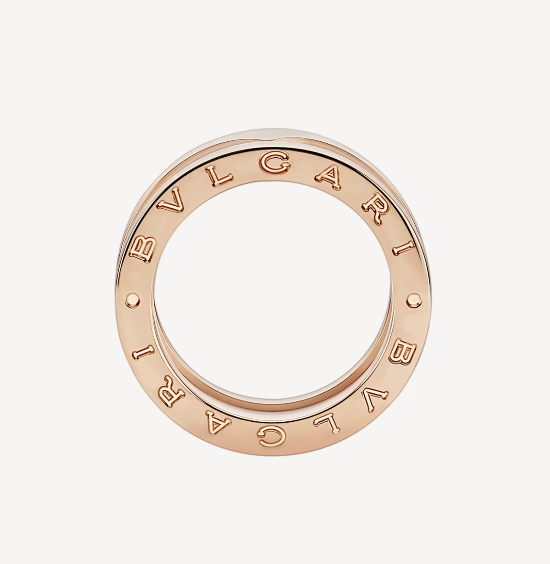 [LumiVibe]ZERO 1 TWO-BAND LOOPS AND WHITE CERAMIC SPIRAL PINK GOLD RING