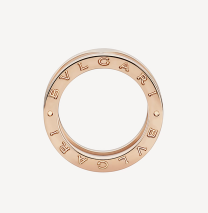 [LumiVibe]ZERO 1 TWO-BAND LOOPS AND WHITE CERAMIC SPIRAL PINK GOLD RING