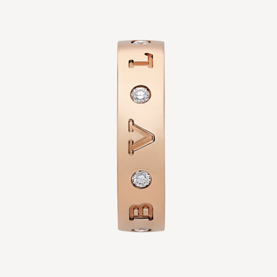 [LumiVibe]ZERO 1 ESSENTIAL PINK GOLD BAND WITH DIAMONDS RING