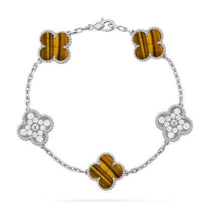[LumiVibe] CLOVER 5 MOTIFS TIGER EYE BRACELET COLLECTION