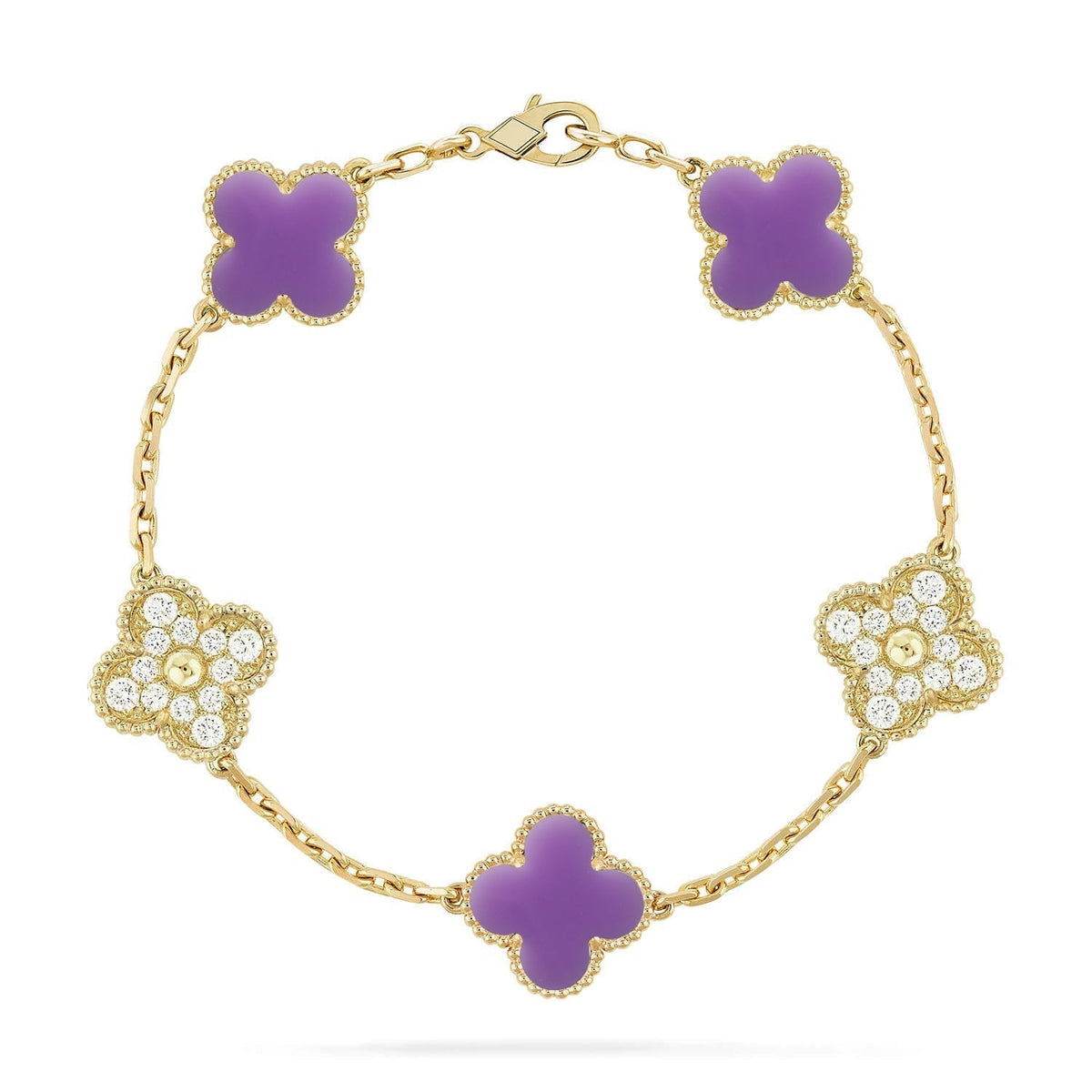 [LumiVibe]CLOVER 5 MOTIF LIGHT PURPLE BRACELET COLLECTION