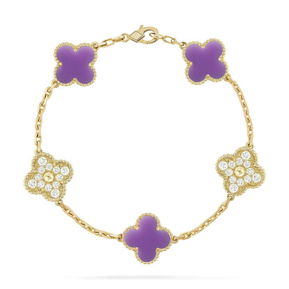 [LumiVibe]CLOVER 5 MOTIF LIGHT PURPLE BRACELET COLLECTION