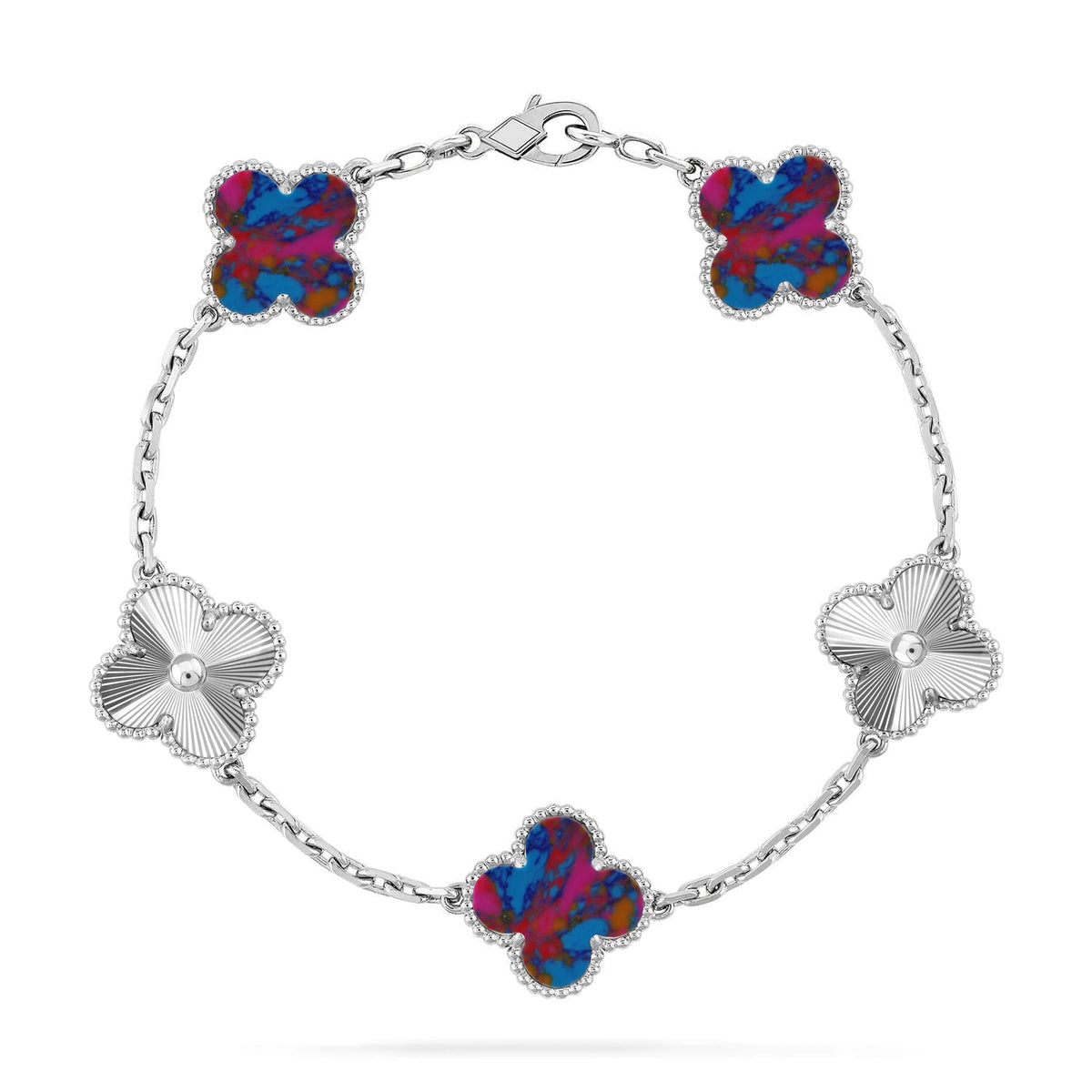 [LumiVibe]CLOVER 5 MOTIF COLOR GEMSTONES BRACELET COLLECTION