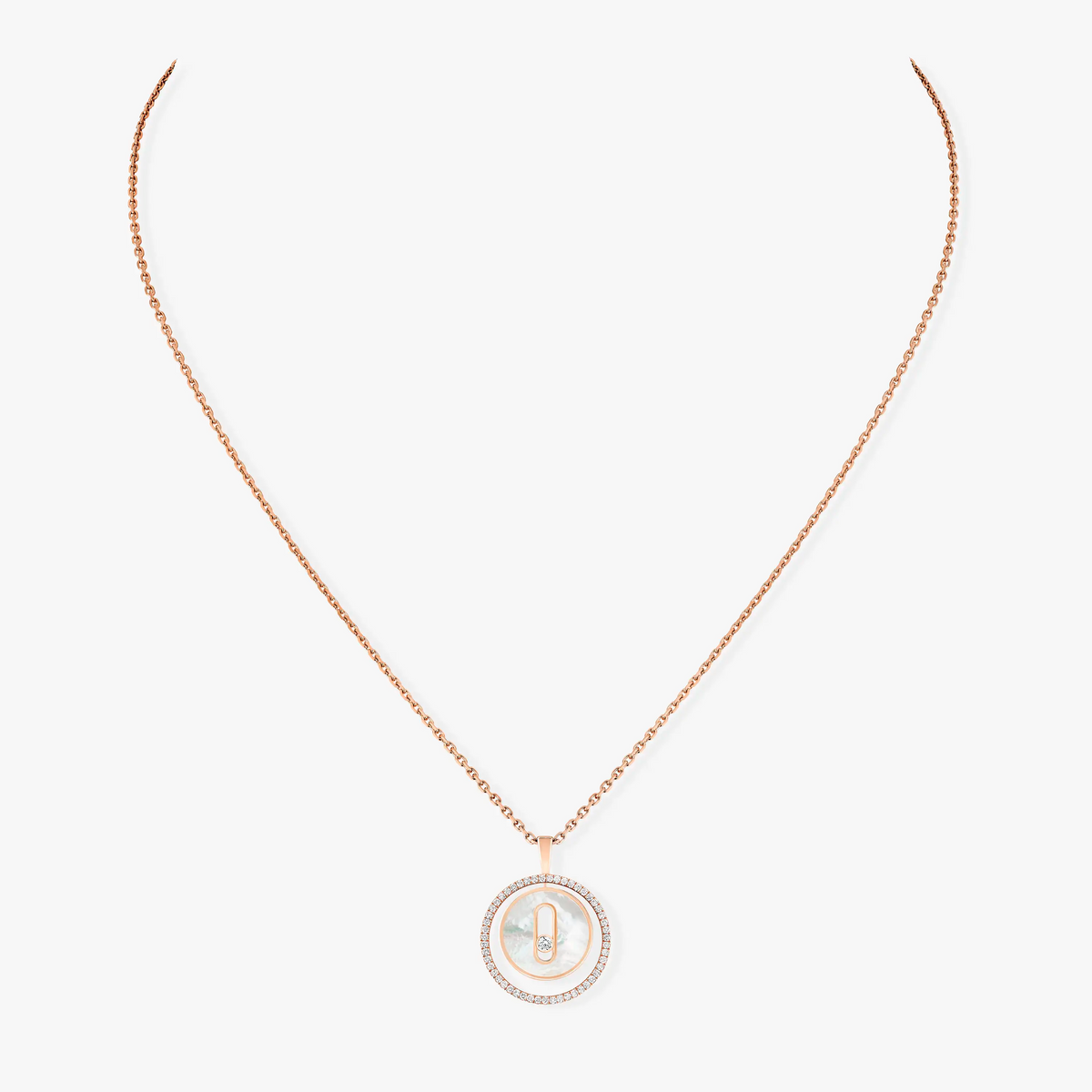 [LumiVibe]Demo MOVE 1 DIAMOND WHITE MOTHER OF PEARL PINK GOLD DIAMOND NECKLACE