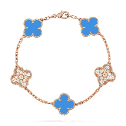 [LumiVibe] CLOVER 5 MOTIF BLUE AGATE BRACELET COLLECTION