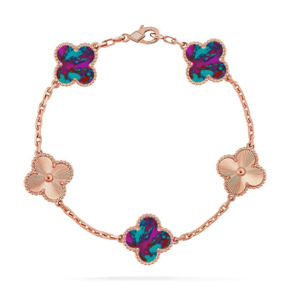 [LumiVibe]CLOVER 5 MOTIF COLOR GEMSTONES BRACELET COLLECTION