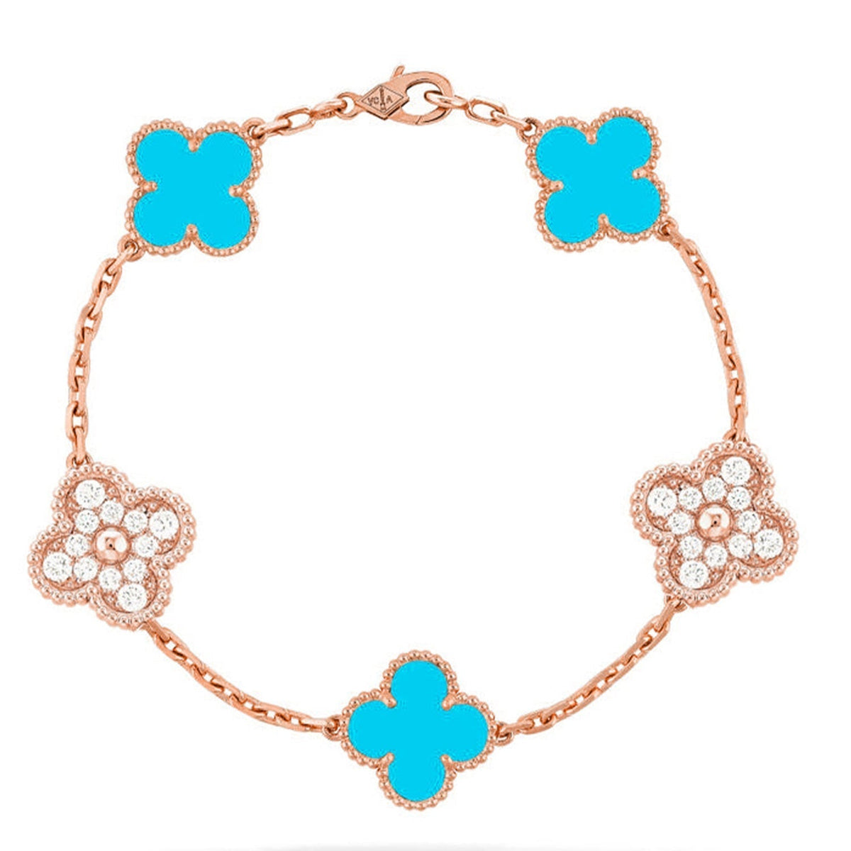 [LumiVibe] CLOVER 5 MOTIF TURQUOISE BRACELET COLLECTION