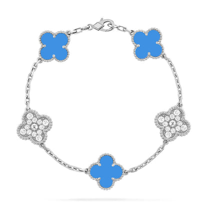 [LumiVibe] CLOVER 5 MOTIF BLUE AGATE BRACELET COLLECTION