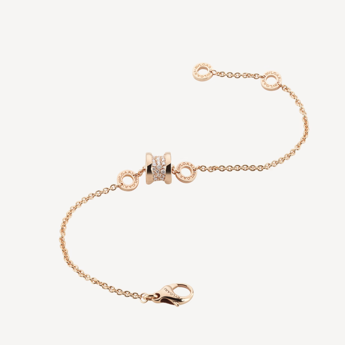 [LumiVibe]ZERO 1 SOFT PINK GOLD WITH PAVED DIAMONDS ON THE SPIRAL BRACELET