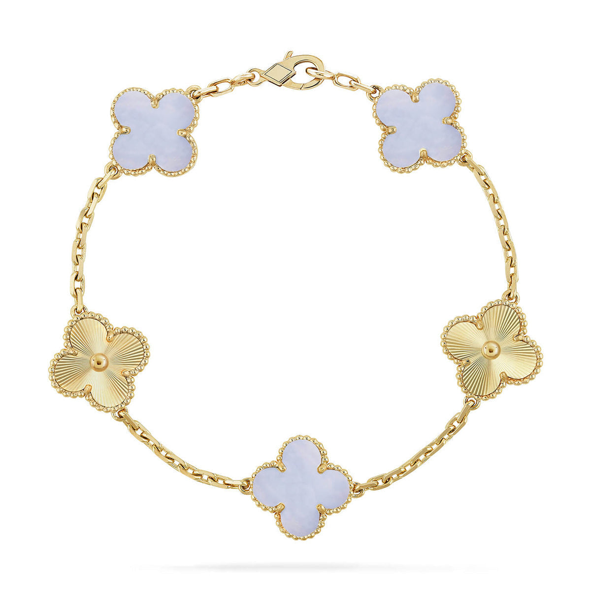 [LumiVibe] CLOVER 5 MOTIF PURPLE CHALCEDONY BRACELET COLLECTION