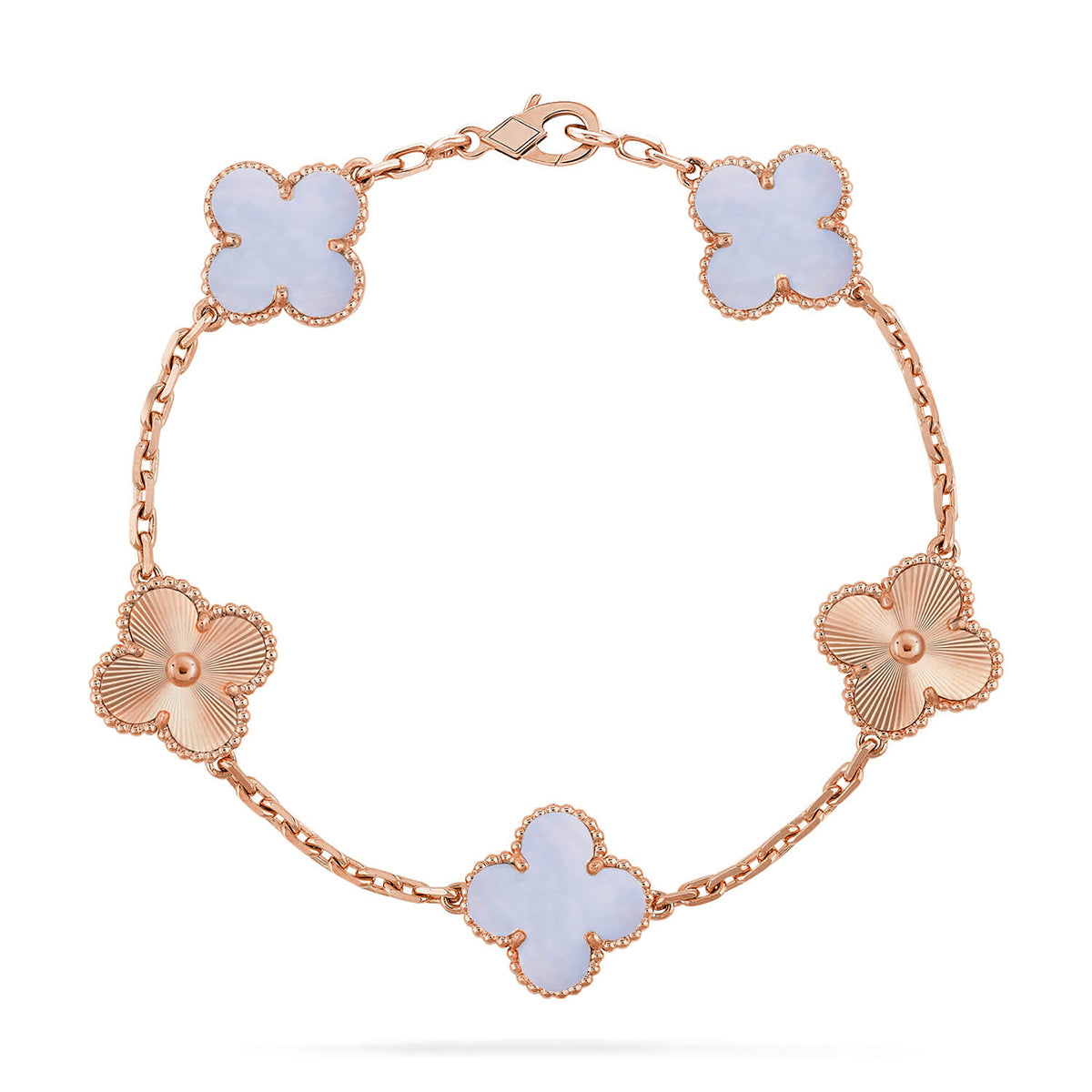 [LumiVibe] CLOVER 5 MOTIF PURPLE CHALCEDONY BRACELET COLLECTION