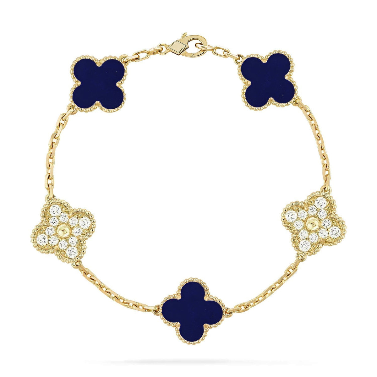 [LumiVibe]CLOVER 5 MOTIF LAPIS LAZULI BRACELET COLLECTION