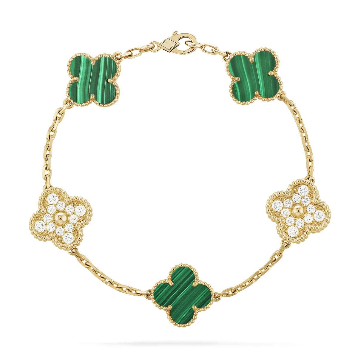 [LumiVibe] CLOVER 5 MOTIF MALACHITE BRACELET COLLECTION