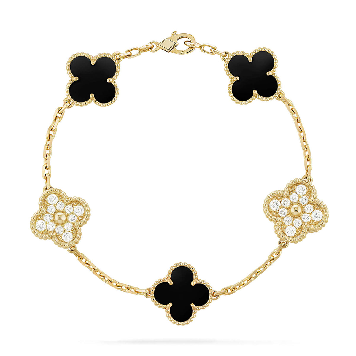 [LumiVibe] CLOVER 5 MOTIF ONYXS BRACELET COLLECTION