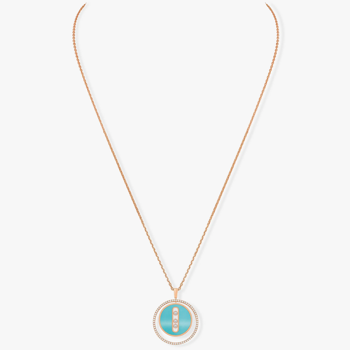 [LumiVibe]Demo MOVE 3 DIAMONDS TURQUOISE PINK GOLD DIAMOND NECKLACE