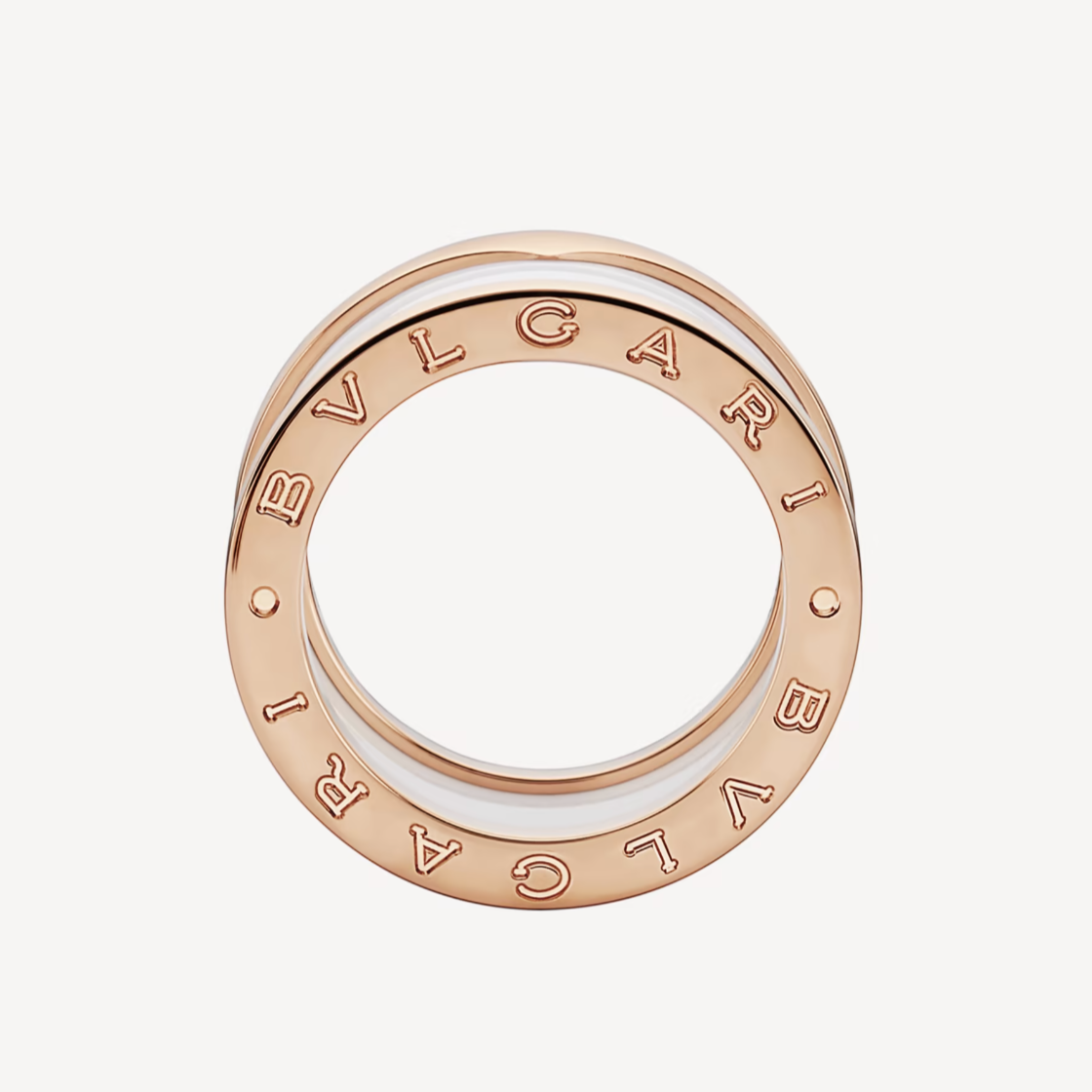 [LumiVibe]ZERO 1 FOUR-BAND LOOPS AND WHITE CERAMIC SPIRAL PINK GOLD RING