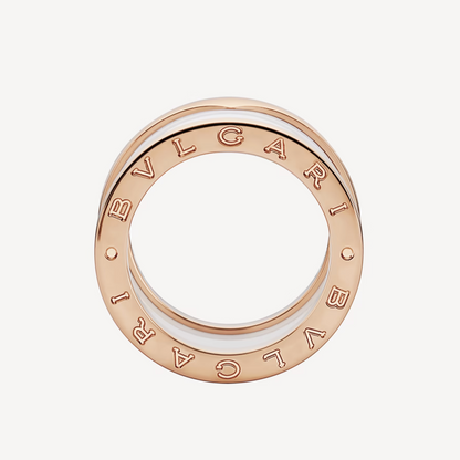 [LumiVibe]ZERO 1 FOUR-BAND LOOPS AND WHITE CERAMIC SPIRAL PINK GOLD RING