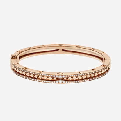 [LumiVibe]ZERO 1 SPIRAL AND PAVED DIAMOND PINK GOLD BRACELET