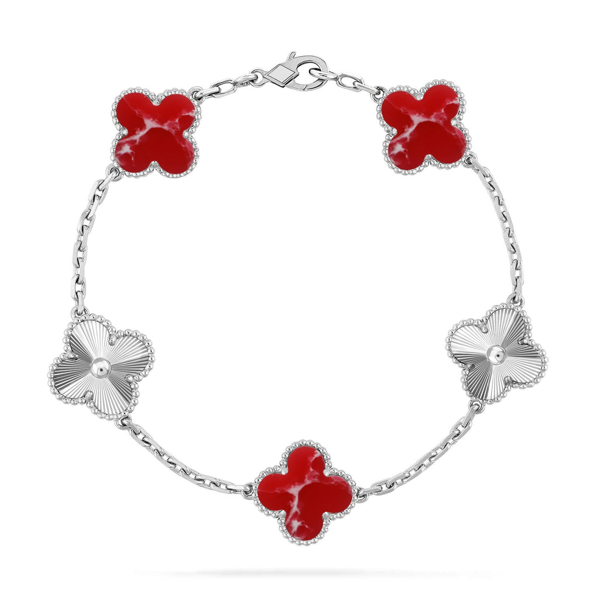 [LumiVibe]CLOVER 5 MOTIF RED PATTERN BRACELET COLLECTION