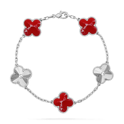 [LumiVibe]CLOVER 5 MOTIF RED PATTERN BRACELET COLLECTION