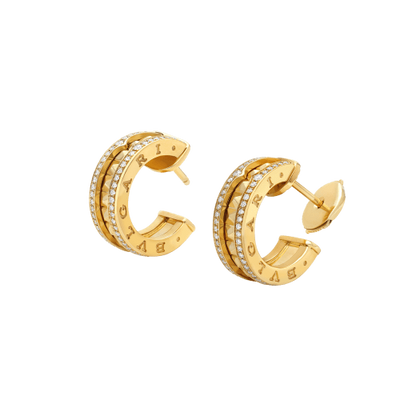 [LumiVibe]ZERO 1 ROCK GOLD EARRINGS WITH STUDDED SPIRAL AND PAVED DIAMONDS